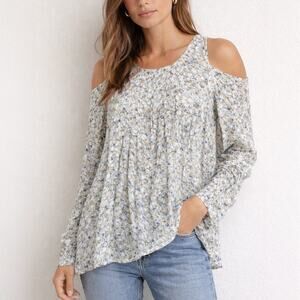 Jonathan Cohen Abstract Floral Cold Shoulder Blouse Size S